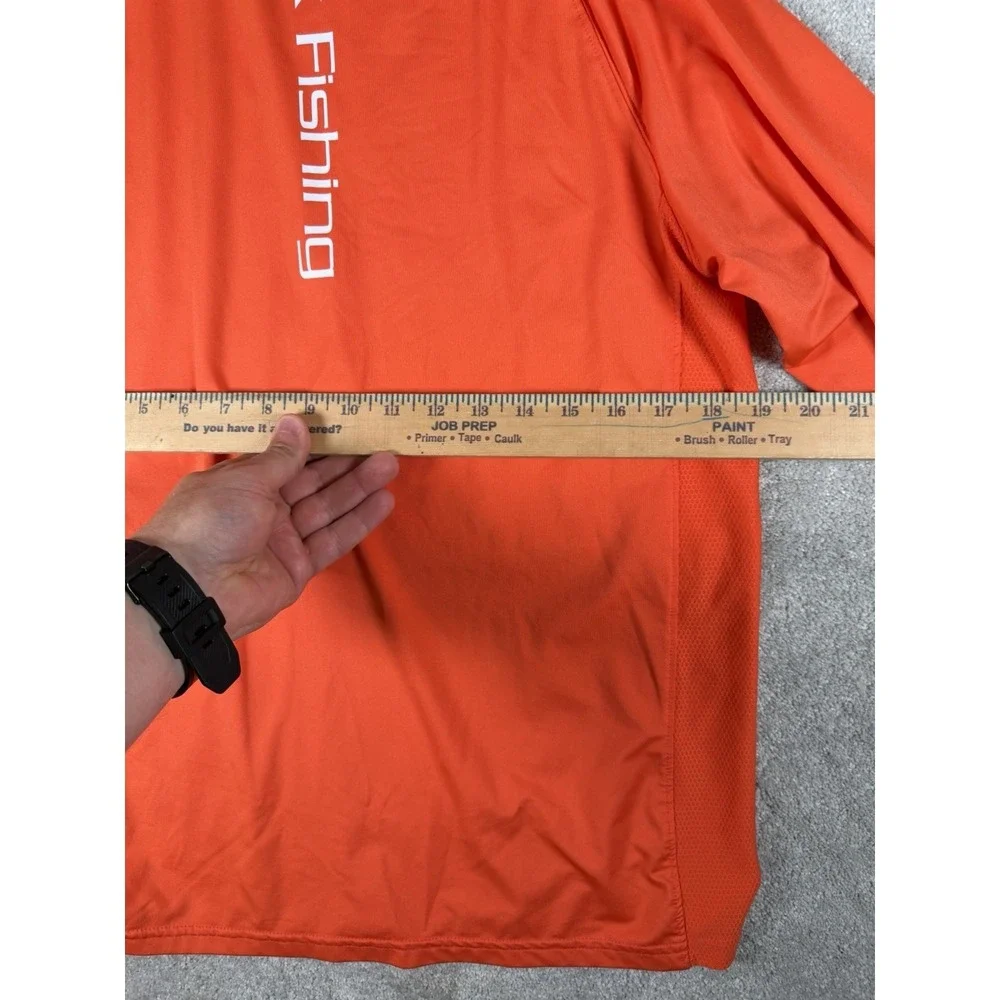 Huk‎ Performance Fishing Shirt Mens S Orange Long Sleeve UPF Polyester Beach Sun